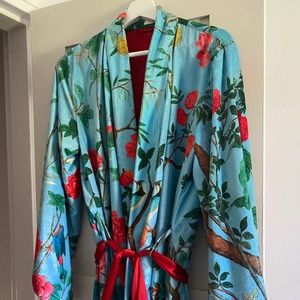 Full-length, satin-lined kimono-style robe